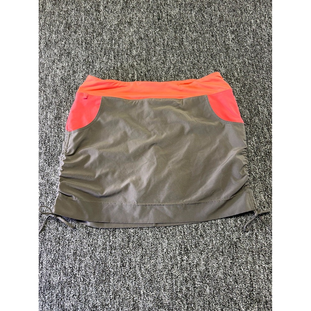 AFTCO American Fishing Tackle Co Skort Women Large Gray Orange Colorblock Ruched
